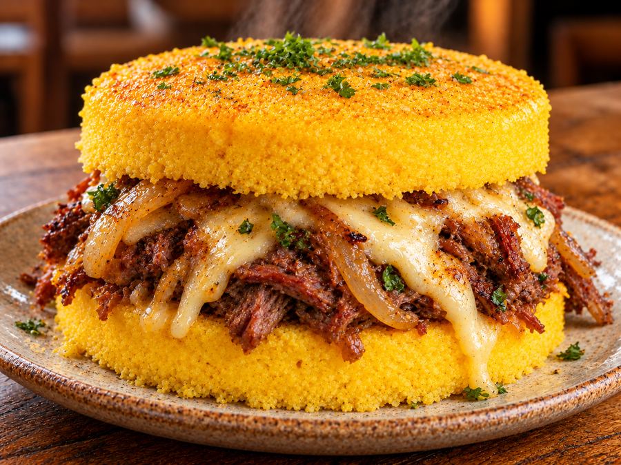 Cuscuz recheado de carne de sol